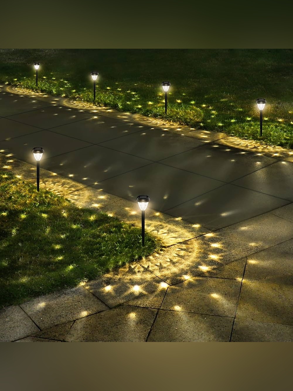 Solar Pathway Star Lights - Warm White Outdoor Garden Stake Lights